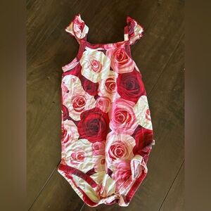Floral Rose Print Sleeveless Infant Girl Onsie